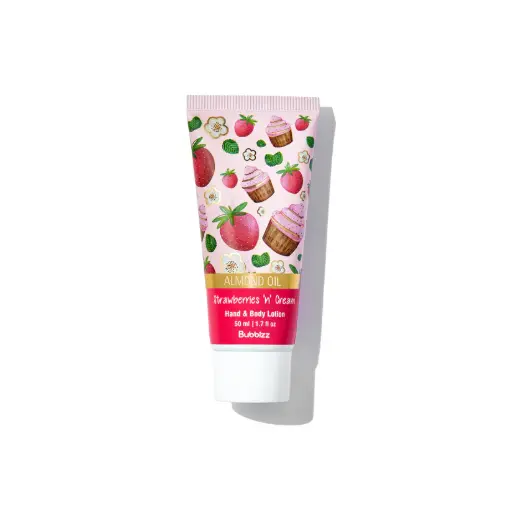bubblzz strawberries & cream new travel size hand & body lotion 50 ml 